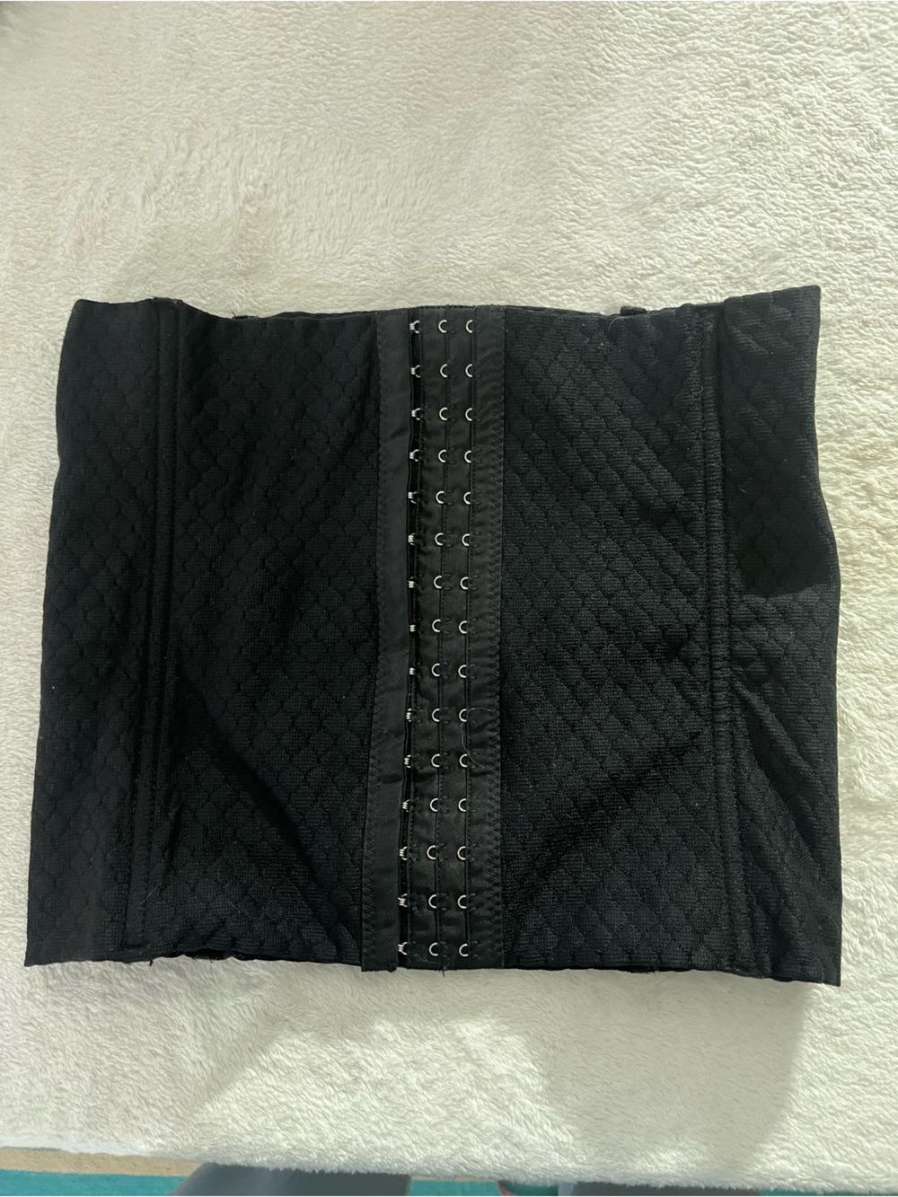 Black Quilted Waist Trainer Shaper Corset with Hook and Eye Clasp Front Heavenly